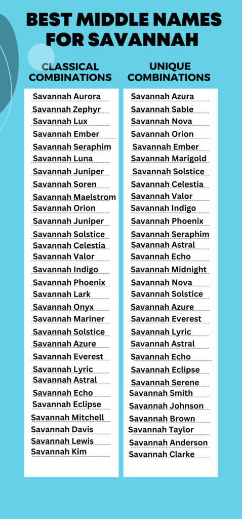 Best Middle Names for Savannah 