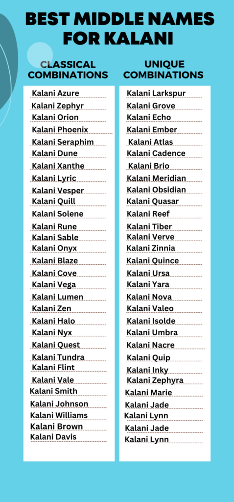Best Middle Names for Kalani